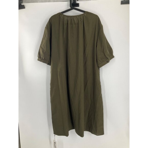 Mini bee Womens Olive Green Linen Blend Short Sleeve Tunic Top XXL Lagenlook - Picture 9 of 11